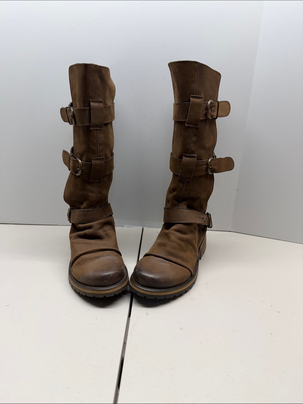 Steve Madden Buckkie Leather Buckle Up Boot, Brown, Size 7